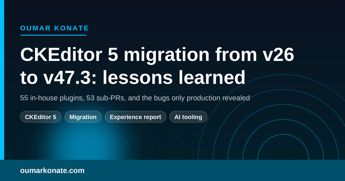 CKEditor 5 migration from v26 to v47.3: lessons learned from 55 in-house plugins and 53 sub-PRs